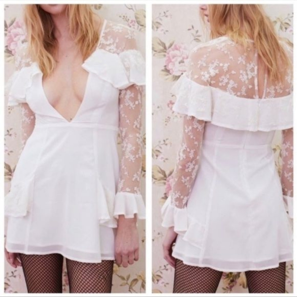 FL&L White Ruffled Dress